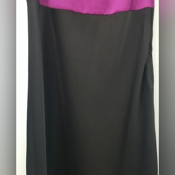 Express Black Satin Color Blocked w Red & Purple Cowl Neck Midi Slip Dress - Picture 7 of 16